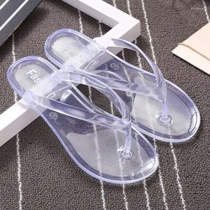 Tofflor sommarstrand platt klar flip flops flickor transparent kvinnliga gelé skor vanlig färg kvinnors flip-flops damer glider