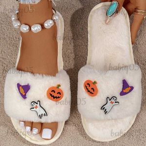 Slippers Halloween Decor Diy Design Женщины домашние тапочки с твердым цветом открытые пальцы в помещении.