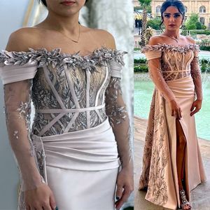 2023 ASO EBI Arabic Champagne Mermaid Dress Koronkowy koraliki wieczór Formalne przyjęcie Drugie przyjęcie urodzinowe zaręczyny Druhny Sukienki szat de soiree z35