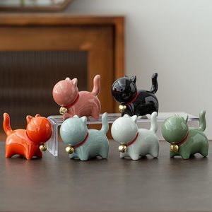 Tea Pets Yaratıcı Seramik Sevimli Yavru Kedi Süsleme Hayvan Mikro Peyzaj Pet Kapalı Masaüstü Süs Set aksesuarları Oyun