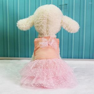 Vestuário para cães roupas para animais de estimação atraente resistente ao desgaste poliéster filhote de cachorro princesa vestido de casamento vestuário para outono vestido de gasa con flores