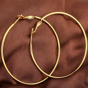 Tunn cirkel sexig stil 18k guld fylld stora örhängen nya trendiga runda stora bågörhängen kvinnor 50mm 2mm2740