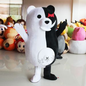 Traje de mascote de urso preto e branco de desenho animado Monokuma Trajes de mascote para venda Anime Role Dress Ternos de vestuário de desenho animado