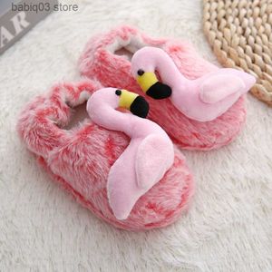 Slipper Fashion Toddler Girl Slippers for Home Indoor Baby Artikel Loafers Plush Warm Cute Flamingo Children Little Kid House Footwear Gift T230916