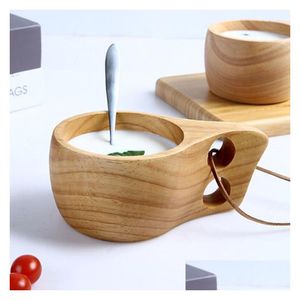 Mugs Kuksa Cup Kids Milk Finland Handmade Portable Wooden For Coffee Water Mug Tourism Gifts Q137 Drop Delivery Home Garden Kitchen Di Dhcv6
