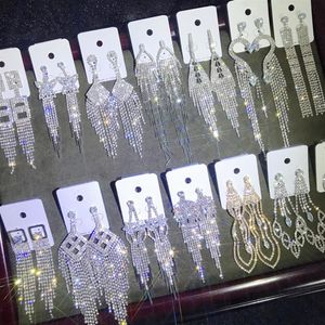 Diamonds Long Tassel Dangles Eardrop Claw Chain Ladies Earrings Boutique Female Jewelry Super Flash Rhinestone Mixed Batch2323