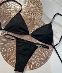 Klasyki czarne bikini set projektant rhinestone dwa elementy bikini seksowne push upnie stroju stroju kąpielowego xl moda kąpielowe kobiety kąpielowe kostio