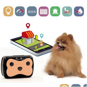 CAR GPS-tillbehör Långt standby Mini Pet GSM Tracker Waterproof Collar For Dog Cat Geo-Fence App Platform Tracking Devel Drop de Dhzpt
