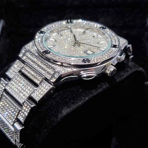 Missfox Business Watch Gentleman Boss Luxury Round Men armbandsur Rich Iced Out Fashion Blingbling Quartz Wacthes Men Wedding345Z