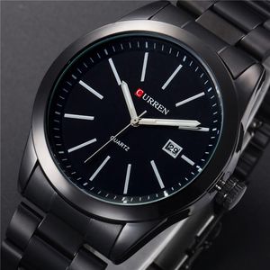 CWP Curren Fashion Men Watches Full Steel Wristwatch Classic Business Man Clock Casual Military Quartz Calender Watch Reloj233n
