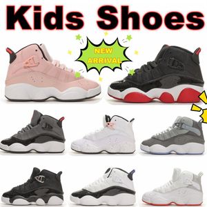 Niños pequeños 6s 6 anillos zapatos para niños niños zapatos de baloncesto niñas zapatillas de deporte para niños medio rosa militar gris retro zapatilla de deporte infantil entrenadores225f