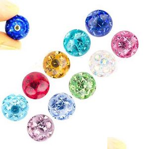 Anéis de língua epóxi revestidos Ferido Mti Cz Crystal Loose Ball Body Piercing Substituições Acessórios para Anel Labret Lip Orelha Je Dhgarden Dhocb