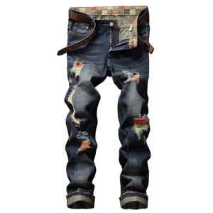 Jeans da uomo EL BARCO Cotone Strappato Fori Hip Hop Denim Uomo Autunno Streetwear Graffiato Moda Pantaloni maschili Morbido Vintage Slim T314M