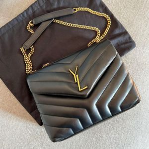 Lüks kadınlar loulou el çantası omuz çantası 7a kaliteli tasarımcı moda orijinal deri çanta zarfı metal zinciri pochette debriyaj çapraz gövde tote beyaz çantalar