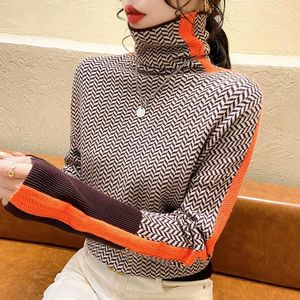여성 스웨이터 탄환 TURTLENECK 니트 패션 여성 스웨터 세련된 따뜻한 따뜻한 기본 풀오버 점퍼 탑 230915