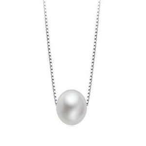 Simple Mother Pearl Pendant Necklace with Real 925 Sterling Silver Box Chain Elegant Jewelry for Womens Girls281f