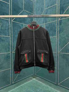 JERSEY DE ALGODÃO ZIP JACKET COM WEB Designer Jaqueta Red Green Stripe Casacos Grosso Estilo Pão Para Homens Mulheres Windbreaker Cashmere Zippers Cardigan Outwears 5GX1