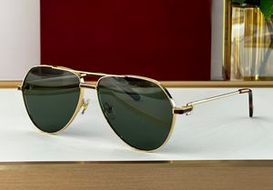 Classic Pilot Sunglasses Gold Green 0334 Mens Designer Sunnies Gafas de sol Designer Sunglasses Shades Occhiali da sole UV400 Protection Eyewear
