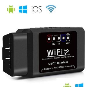 Диагностические инструменты Elm327 Obd2 Wi-Fi сканер Автомобильный инструмент для считывания кодов Obd Ii Интерфейс V1.5 Адаптер Проверка двигателя для Android/Ios/Windows Dhnaf