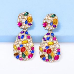 Dangle Earrings High-quality Colorful Crystal Rhinestone Vintage Statement Water Drop Charm Jewelry For Women Luxury Wedding Party Gift
