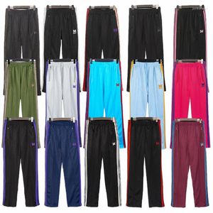 Calça de suor multicolorida bordada borboleta lateral listra calças masculinas mulheres esportivas retas trackpant275t