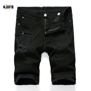 Jeans masculinos idopy homens rasgados biker denim shorts verão motocicleta para masculino multi bolsos marca designer plus size 28-4012914