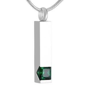 IJD8094 Cylinder Högpolsk rostfritt stål Kremering Pendant Halsband Crystal Ashes Keepsake Urn Necklace Memory Funeral Jewelry2810