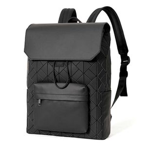 Marca de moda lazer geométrico diamante mochila masculina avançada moda grande capacidade mochila leve masculina