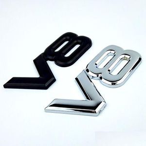 Autostickers 3D Metalen V8 Sticker Letter Emblem Badge Decal Sier Styling Voor Drop Delivery Mobiles Motorcycles Exterieur Accessoires Dhfet