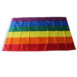 Флаги-баннеры Радужный флаг 3X5Ft 90X150Cm Gay Pride Полиэстер Colorf ЛГБТ Лесбийский парад Украшение Vt0517 Прямая доставка Дом Сад Даджб