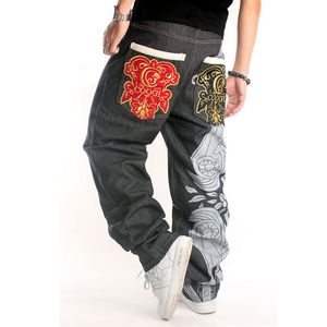 Men's Hip Hop Embroidery Baggy Jeans Denim Loose Trousers Skateboard223n