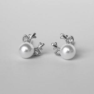 Stud Earrings 925 Sterling Silver Antlers Pearl For Women Elegant Wedding Jewelry Pendientes Mujer Moda 2023 Brincos