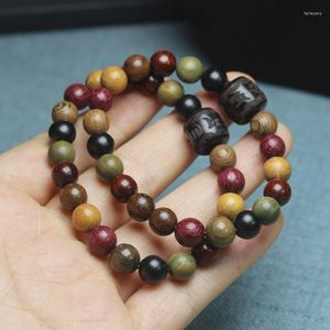 Strang Bunte L Nationalen Stil Sandelholz Perlen Charakter 8mm Gebet Armband Frauen Männer Schmuck Geschenk Handgelenk Kette Großhandel