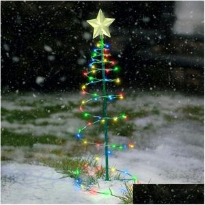 Çim lambalar 1pc Noel Ağacı Işıkları Güneş Powered LED Xmas Titreşir String String Dekorasyonu Ev yılı Bırakan Teslimat Aydınlatma Açık Mekan Dhmty