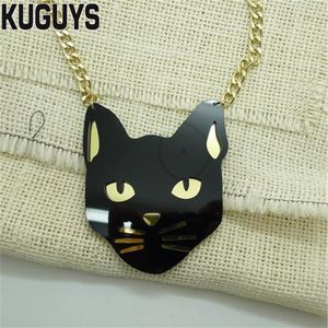New fashion jewelry Black Cat Head large pendant necklace for women hip phop man Animal necklace for summer accessories285g
