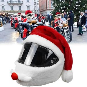 Santa Bisiklet Kaskı Noel Motosiklet Kask Kapağı Tam Yüz Güvenli Şapka Noel Baba Yarış Kapağı Merry Noel Dekorasyon Hediyeleri