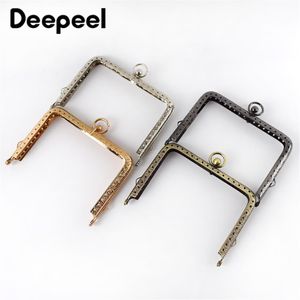 10pcs Deepeel 11 13CM Embossed Metal Square Bag Handles Sewing Brackets Purse Frame Kiss Clasp Luggage Hardware DIY Accessory 22032217