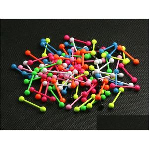 Anéis de língua Neon Color Paint Anel de Aço Inoxidável Barbell 40 Pcs Body Piercing Jóias Mix Lotes 8 Cores Drop Delivery Dhgarden Dhmnc