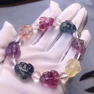 Strand Natural Fluorite Beads Bracelet Handmade Crystal Jewelry Stretch Bangle Children Birthday Gift 1pcs 17MM