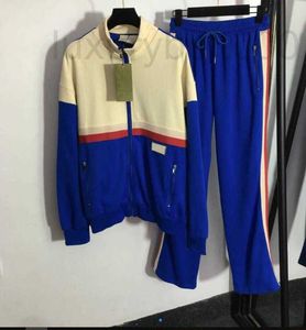 Women's Two Piece Pants Colorblocking Long Sleeve Zipper Jacket Striped Webbing Edge Elastic Waist Casual Pants have 3 Colors TFVY