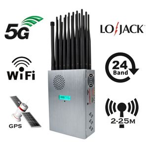 Weltweit erster tragbarer 24-Antennen-5G-Funksignalstörsender mit LCD-Display, schirmt 2G 3G 4G 5G Wi-Fi GPS UHF VHF ab, 24 Watt für eine Reichweite von bis zu 25 m