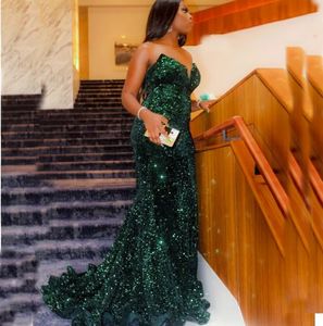 Sparkly Green Evening Dresses Mermaid Charming Long Prom -klänningar Sweetheart Neck Party Graduation Dress Fashion Celebrity Robes 328 328