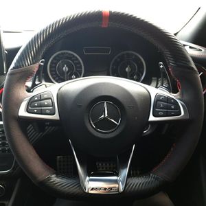 Mercedes Benz S-Serisi S500 2016 A-Serisi AMG A45 16-19244y için 3d karbon fiber siyah süet deri direksiyon