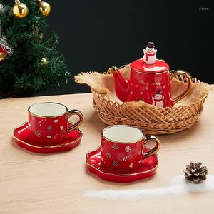 Dinnerware Sets 2024 Christmas Decorations Ceramic Tea Set Navidad Hand Gift Home Decoration Xmas Flower Santa Claus Elk