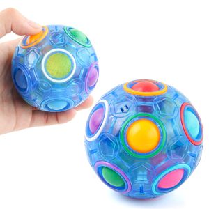 Pea Fidget Rainbow Ball Decompression Toy Ball Adult Fidgets Toy Round Twelve Hole Mixed Color Magic Ball Toy for Kid Finger Slug Small Plastic Toy Christmas Gifts