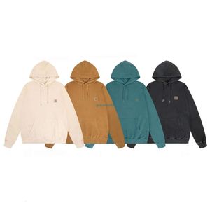 M0B7 Erkek ve Kadın Hoodies Sweatshirts Tasarımcı Moda Markası Kahart Carhat 23SS Karhat Kirin kolu Baskılı Peluş Peluş Kapşonlu Kazak Eski Yıkama Katından Yapıldı