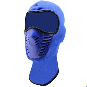 Andra motorcykeltillbehör Vinterfleece varmare Clava Face Shield Moto Motocross Motorcykel Hjälm Liner Biker Cycling Faces Mask D DHQF4