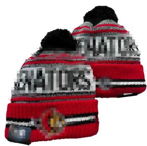 Ottawa Beanies Cap Wool Warm Sport Knit Hat Hockey North American Team Striped Sideline USA College Cuffed Pom Hats Men Women a0