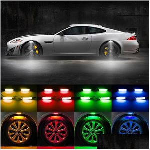 Luci decorative Ruota per auto Sopracciglio Lght Atmosfera Ruote a LED Sopracciglia Neon Pneumatico Flash Lampada notturna con 7 colori Drop Delivery Au Dhmd2