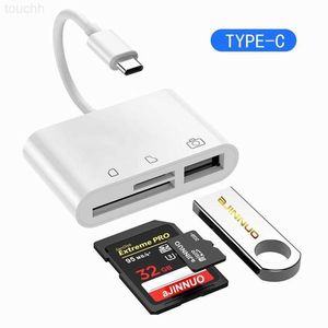 Czytniki kart pamięci 3 w 1 wielokrotnym konwerterie konwertera Multi Port typ-C/Błyskawica do USB Adapter OTG TF SD CARD CARD CARD na iPhone'a Androida i Laptopa L230916